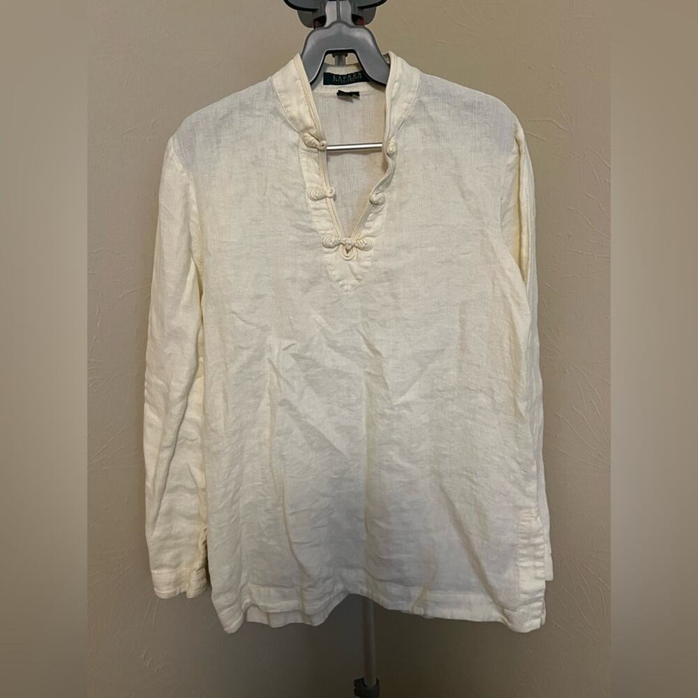 100% Linen Lauren Ralph Lauren Top Size Medium Petite